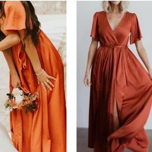 Baltic Born Sicily Rust Satin Maxi Dress